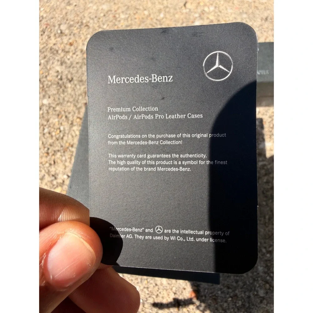 Mercedes-Benz D-Ring Leather Case Compatible with‎ Airpods (Storm Gray)